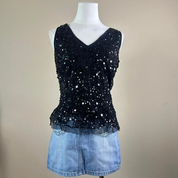 Olsen Sequin Dark Fairy Whimsigoth Going Out Top - Picture 1 of 5